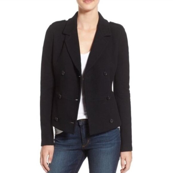 James Perse Double Breasted Black Knit Blazer Sz 1 / XS - Picture 1 of 7